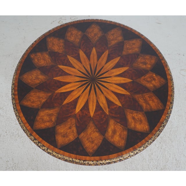 Traditional Maitland Smith Round Inlaid Mahogany Center Table For Sale - Image 3 of 15