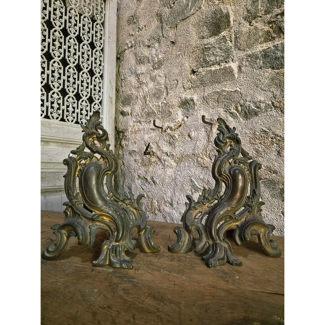 Antique French Bronze Andirons, 1900, Set of 2 For Sale - Image 15 of 16