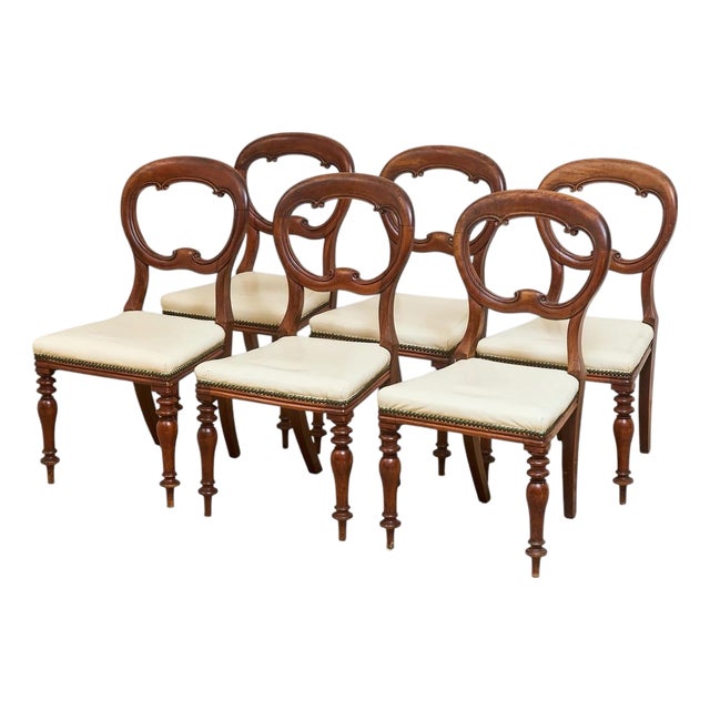 1940’s Carved Sweetheart Chairs Set of Six For Sale