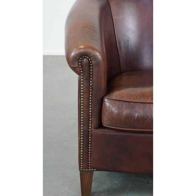English Style Club Chair in Cowhide Leather For Sale - Image 11 of 14