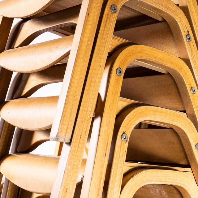 Brown Beech Stacking Chair from Lamstak, 1950s For Sale - Image 8 of 9