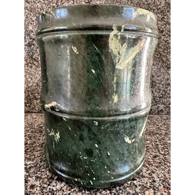 Vintage 1980’s Italian Deep Green Marble Vessel / Wine Cooler For Sale - Image 9 of 10