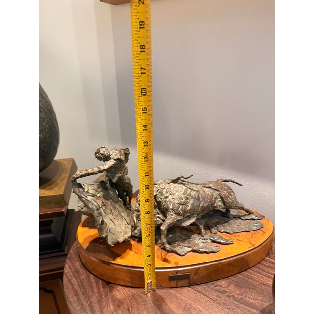 Wood Jorge De La Peña Signed Patinated Bronze Bullfight Sculpture, 1980 For Sale - Image 7 of 7