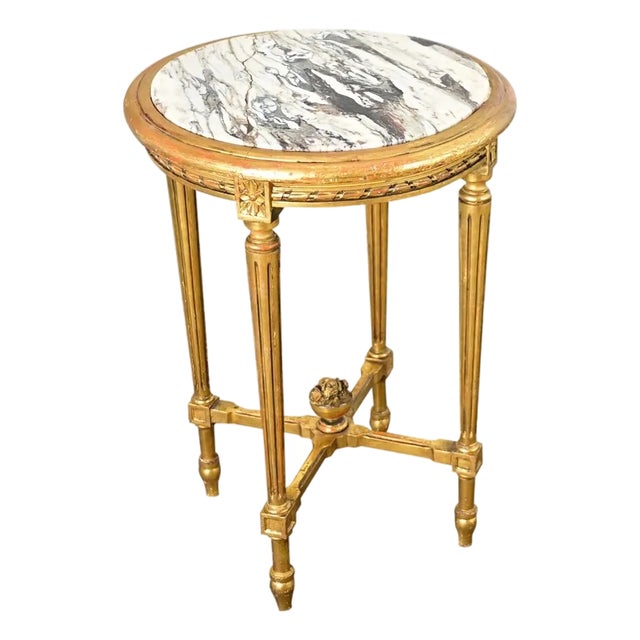 French 19th Century Louis XVI Style Gilt Guéridon For Sale
