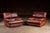 Italian Pair of Mid 20th Century Italian-Inspired Leather Lounge Chairs in Red For Sale - Image 3 of 16