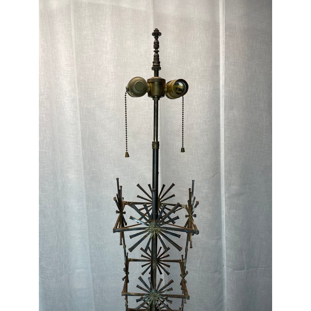 Mid-Century Modern 1950s 1960s Mid-Century Paul Evans Style Sculptural Brutalist Abstract Metal Modern Art Floor Lamp For Sale - Image 3 of 8