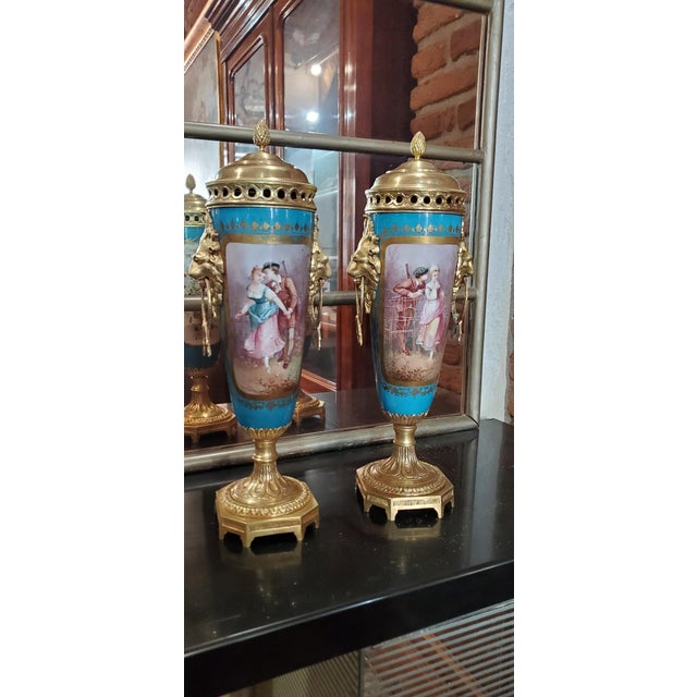 Napoleon III Porcelain Vases from Sevres, Set of 2 For Sale - Image 12 of 12