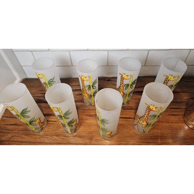 1950s Mid Century Modern Gay Fad Studios' "Giraffe" Tom Collins Glasses - Set of 8 For Sale - Image 11 of 16