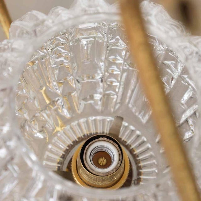 1950s French Brass and Glass Pendant Light For Sale - Image 11 of 12