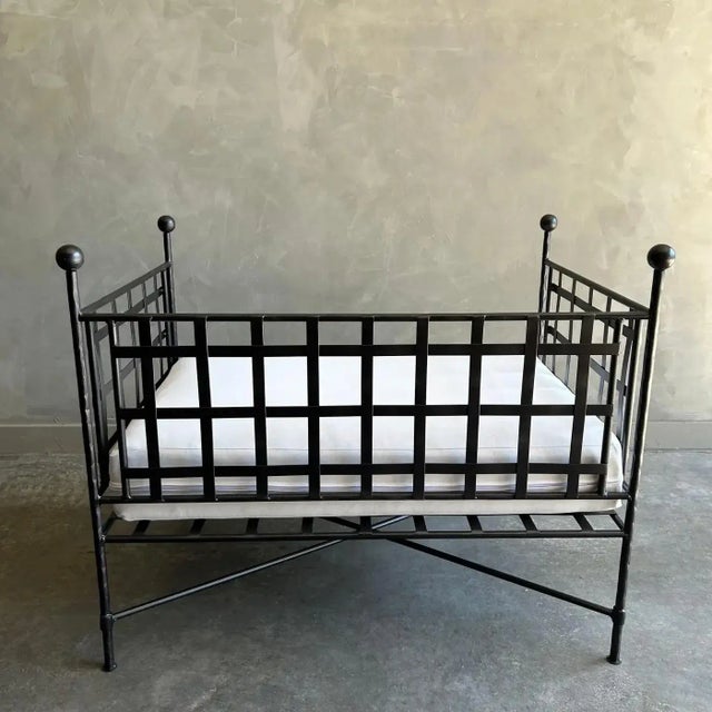 Metal Custom Made Black French Style Outdoor Garden Lounge Chair For Sale - Image 7 of 9