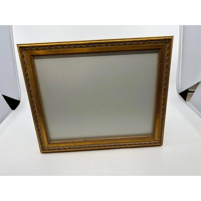 Gold Vintage Italian Red Bole Gold Gilt Wood, Easel Back Picture Frame Under Glass For Sale - Image 8 of 14