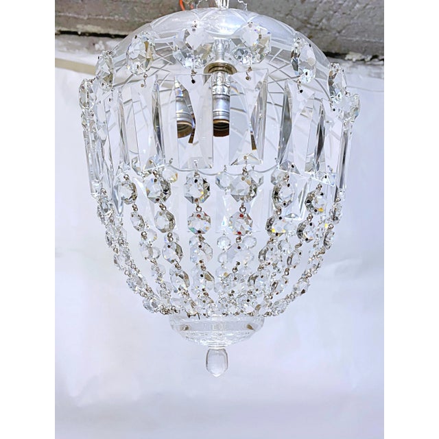 1950s Vintage Hand Cut Glass Dish Basket Chandelier For Sale - Image 5 of 8