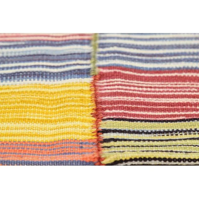 Blue Handwoven Scandinavian Style Persian Kilim Rug 5'1"×6'7" For Sale - Image 8 of 12