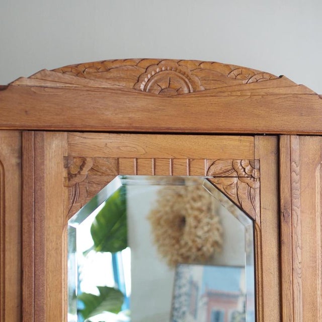 Art Deco Wardrobe in Oak with Mirrored Door, 1930 For Sale - Image 3 of 13