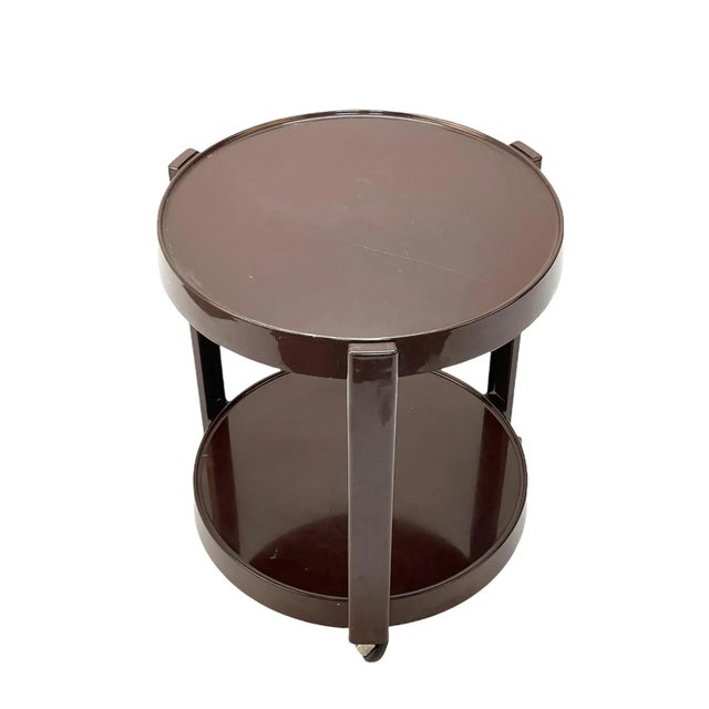 Mid-Century Italian Round Brown Plastic Bar Cart with Two Shelves, 1970s For Sale - Image 15 of 17