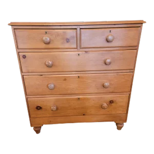 Antique Pine Two Drawers Over Three Drawers - Chest of Drawers - From Uk - Circa 1880