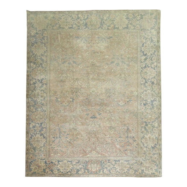 Early 20th Century Zabihi Collection Camel Taupe Room Size Indian Rug - 9'2" x 11'9" For Sale