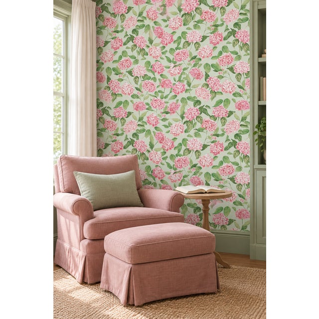 Our Hydrangea Blooms Botanical Wallpaper began as a hand-painted watercolor, with each petal added one by one to capture...