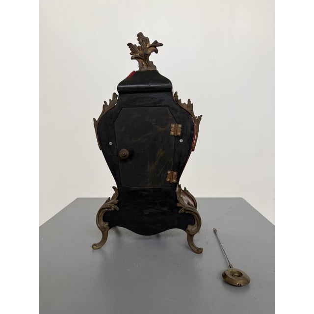 Metal Louis XV Mantel Clock in Faux Tortoiseshell by Wilhelm Kienzle, 1940 For Sale - Image 7 of 14