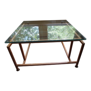 Mid-Century Modern Teak Table W/ Glass Top Designed by Henning Norgaard for Komfort 1970s