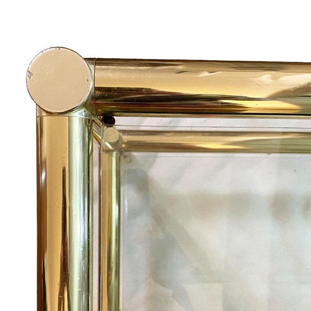 Mid-Century Modern Mid Century Long Retro Brass Glass Sofa Table or Console Table With Double Shelf For Sale - Image 3 of 5