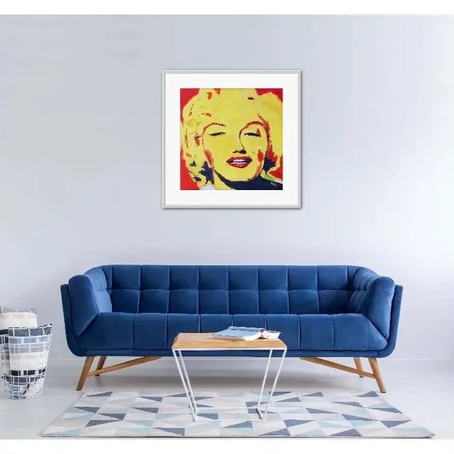 Original Pop Art Yellow and Red Portrait Oil Painting For Sale - Image 10 of 12