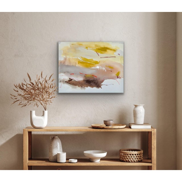 Title: Quiet Clarity 24"h x 30"w acrylic on raw (unprimed) stretched canvas Signed on the front and back by the artist...