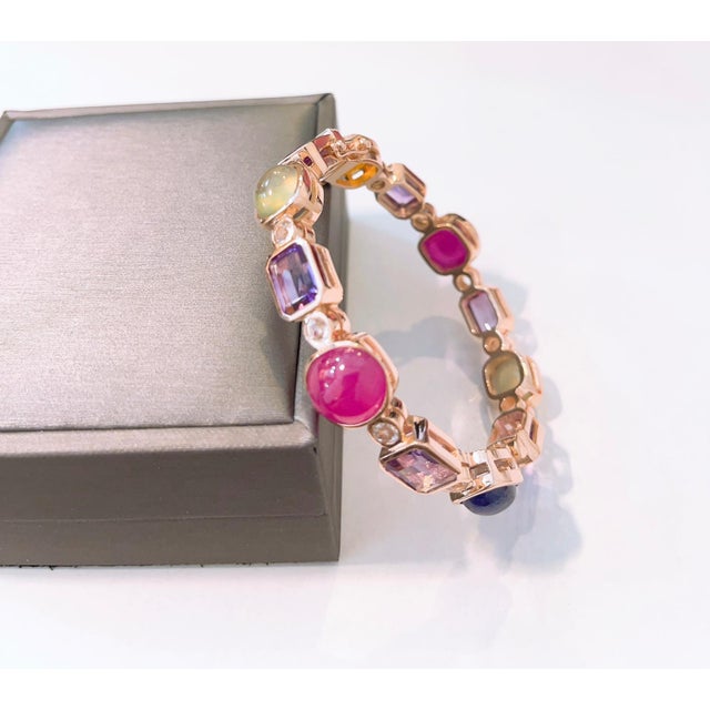 Bochic “Capri” Vintage Ruby, Amethyst & Sapphire Bangle - 18K Gold & silver For Sale - Image 11 of 18