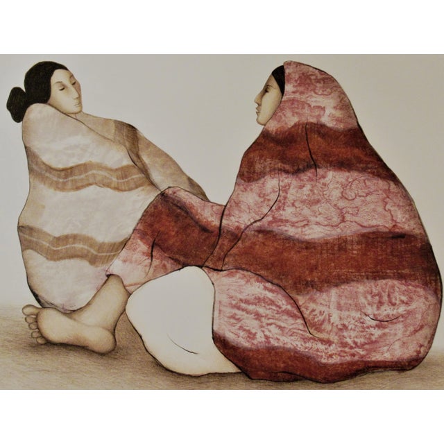 This artwork "Two Native American Women" 1980 Is an original lithograph on creme Arches paper by renown Navajo artist...