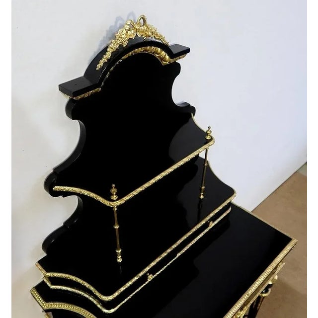 Wood Small Napoleon III Mid 19th Century Black Wooden Desk For Sale - Image 7 of 18