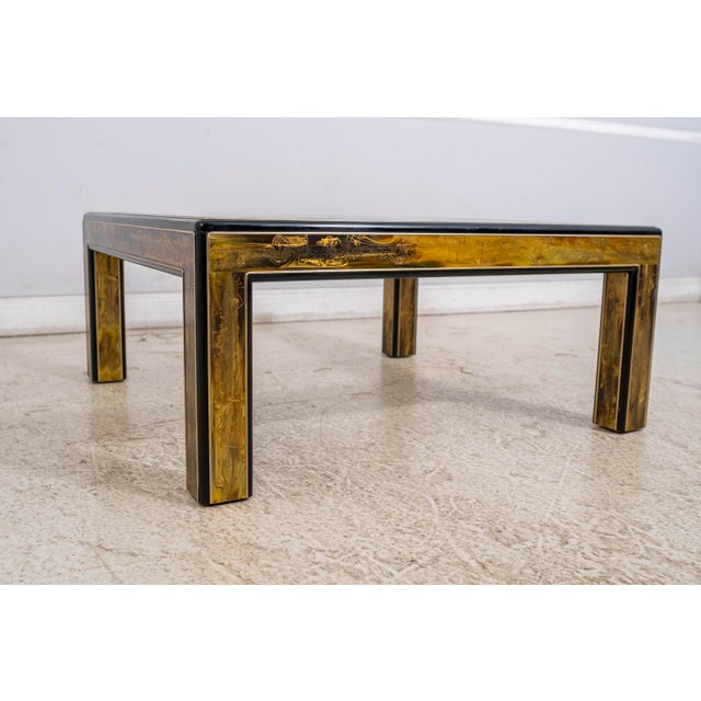 Bernard Rhone Mastercraft Acid Etched Glass Top Coffee Table For Sale - Image 11 of 15