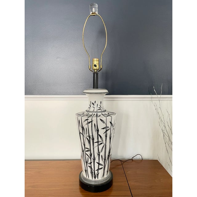 Vintage Palm Regency Hand Painted Bamboo Lamp For Sale In New York - Image 6 of 6