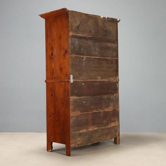19th Century 2-Body Larch Wardrobe, Italy For Sale - Image 9 of 10