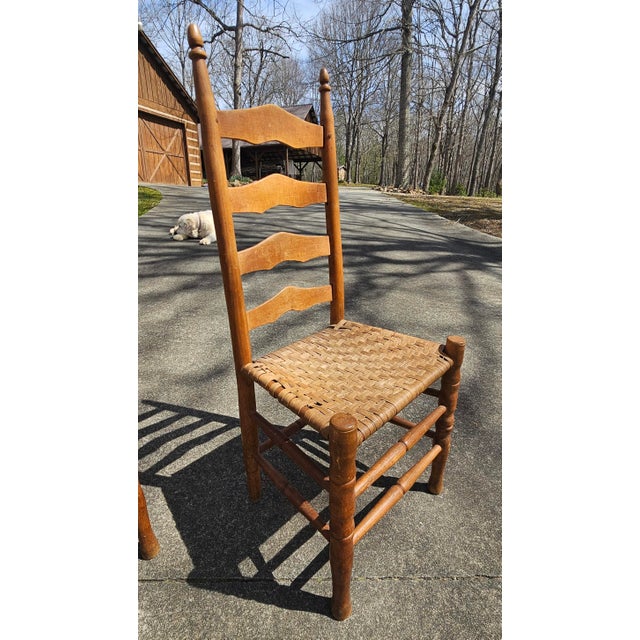 Wood Late 19th Century Pair of Ashe County, North Carolina Maple Ladder Back Chairs For Sale - Image 7 of 16