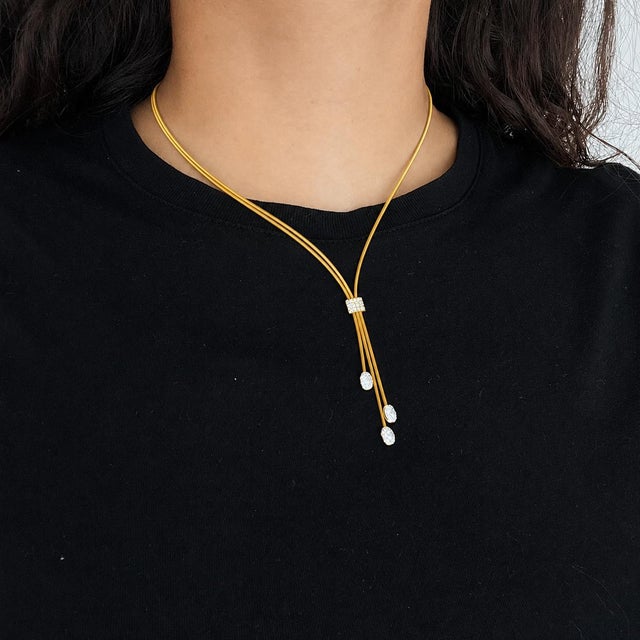 Marco Bicego Santorini Diamond 18k Lariat Necklace, 16" Round brilliant diamonds. 16.57g