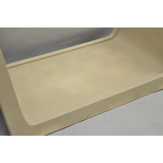 Vintage Mid Century Modern Painted Walnut Waterfall Base Glass Top Coffee Table For Sale - Image 13 of 15