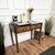 Beautiful Italian Art Deco Mid-Century Modern desk writing table, in beautiful veneer burl wood, with black glass top,...