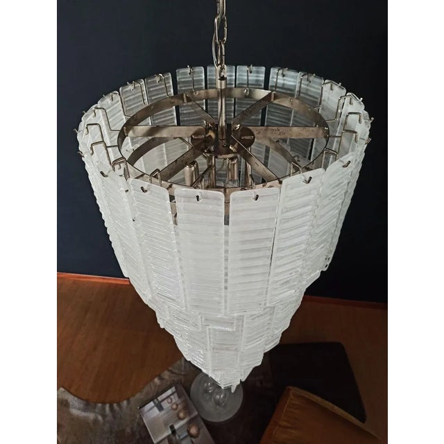 Murano Spiral Frosted Glass Chandelier, 1990s For Sale - Image 12 of 17