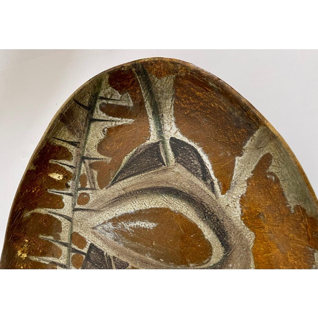 Mid 20th Century Large Hand Painted Abstract Ceramic Platter Stamped Madoura Plein Feu Brutalist For Sale - Image 14 of 16
