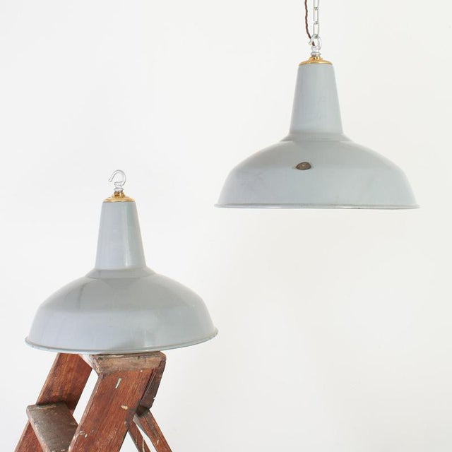 Industrial Industrial Grey Factory Pendant Light from Benjamin, 1950s For Sale - Image 3 of 8