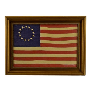 Vintage Canvas Print of Antique Betsy Ross Flag, Framed For Sale