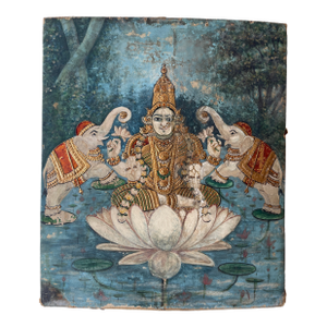 Antique Indian Tanjore Goddess Laxmi Painting