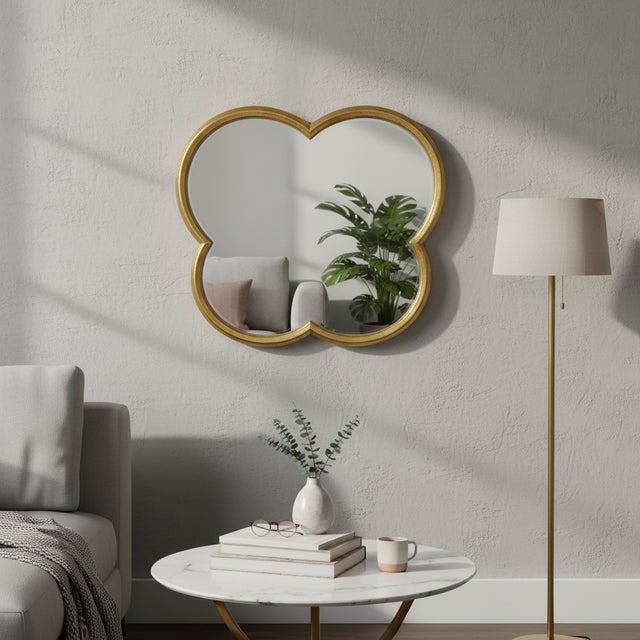 Four Leaf Clover Shaped Gilt Iron Mirror For Sale In Palm Springs - Image 6 of 6