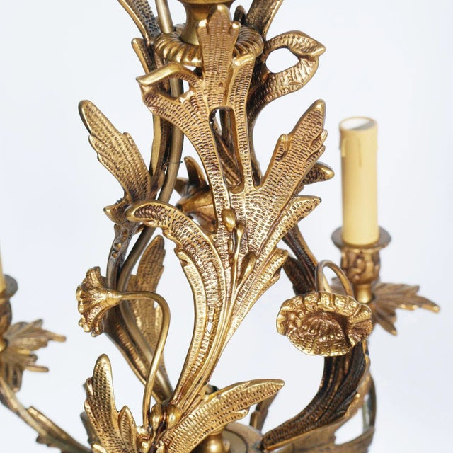 Gold Antique Gilded Bronze 6 Light Chandelier For Sale - Image 8 of 15