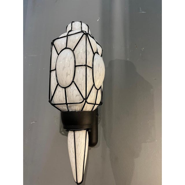 Polychrome Murano Glass Wall Lamp with Black Metal Frame, Italy, 1980s For Sale - Image 3 of 8