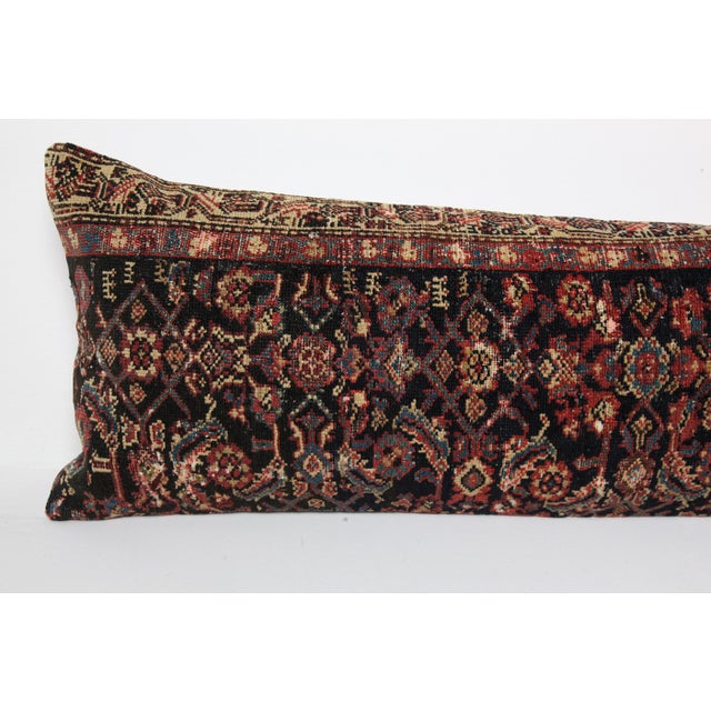 Antique Hand Knotted Navy Blue Persian Rug Pillow Cushion Cover -14'' X 42'' For Sale - Image 4 of 10