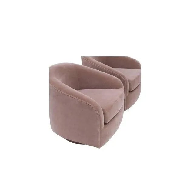 Textile Blush Pink Swivel Armchairs, 1970s - A Pair For Sale - Image 7 of 11