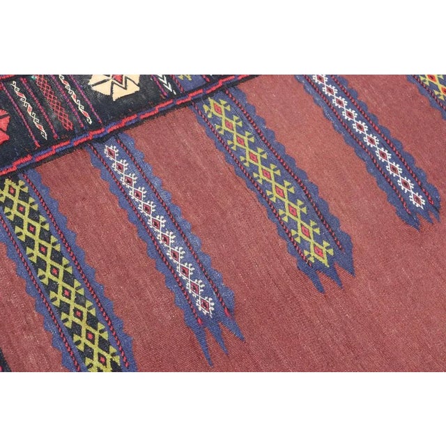 Brown Vintage Handwoven Sofreh Kilim, 1920s For Sale - Image 8 of 12