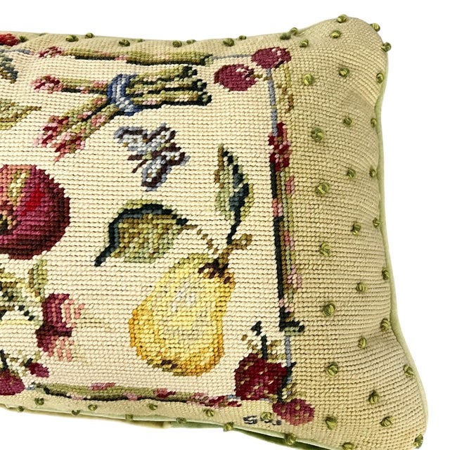 Farmhouse Vintage Needlepoint Lumbar Decorative Pillow For Sale - Image 3 of 6