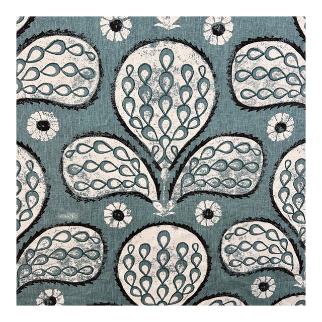 Peter Fasano Argus Hand Printed Linen Hemp Fabric- 4 Yards For Sale